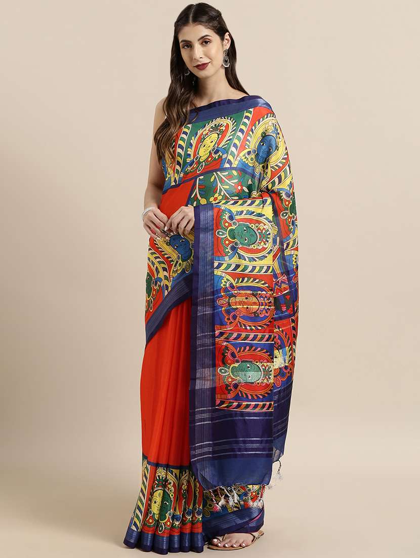 kalamkari printed saree with blouse - 17290147 -  Zoom Image - 0