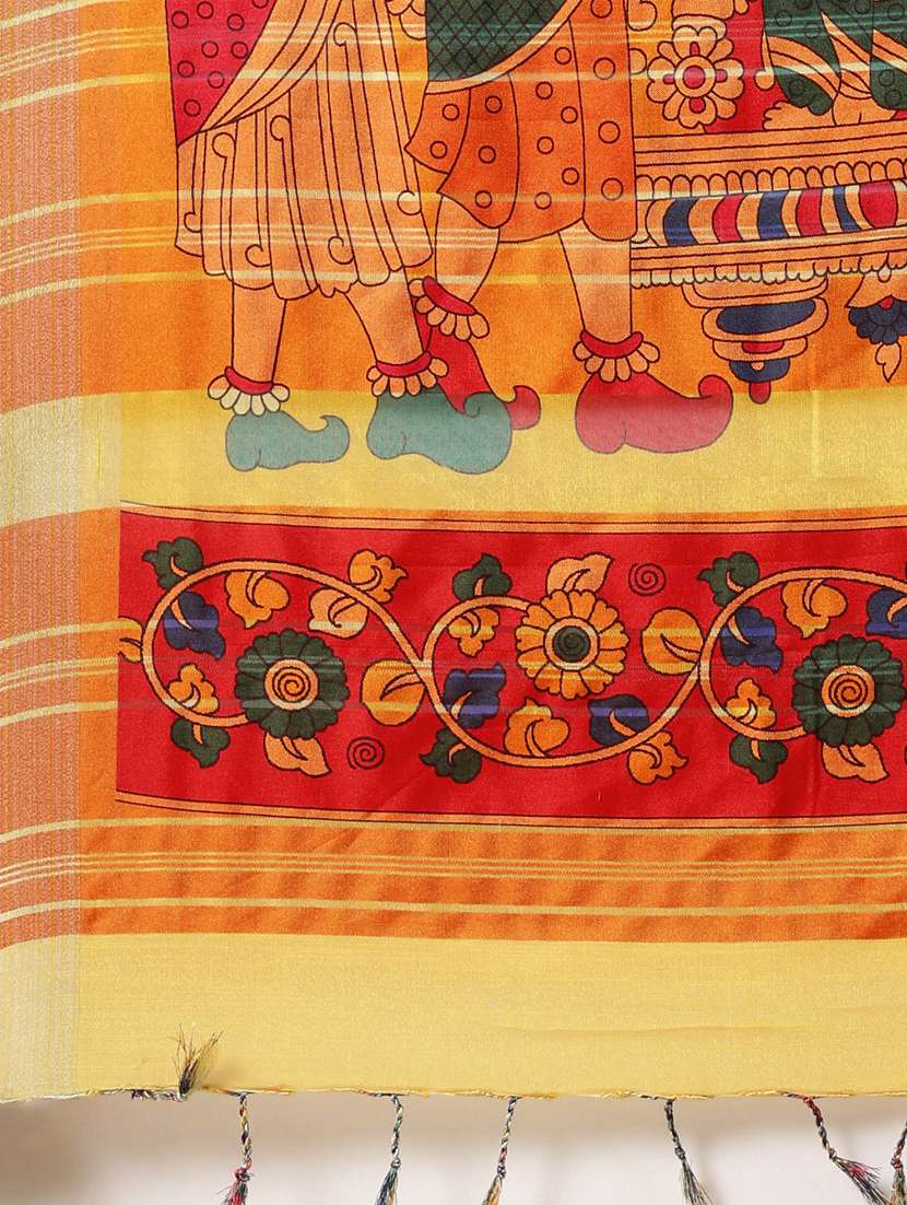 kalamkari printed saree with blouse - 17290148 - Standard Image - 3