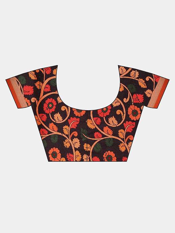 kalamkari printed saree with blouse - 17290148 - Standard Image - 5