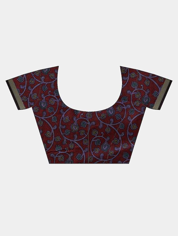 kalamkari printed saree with blouse - 17290149 - Standard Image - 5