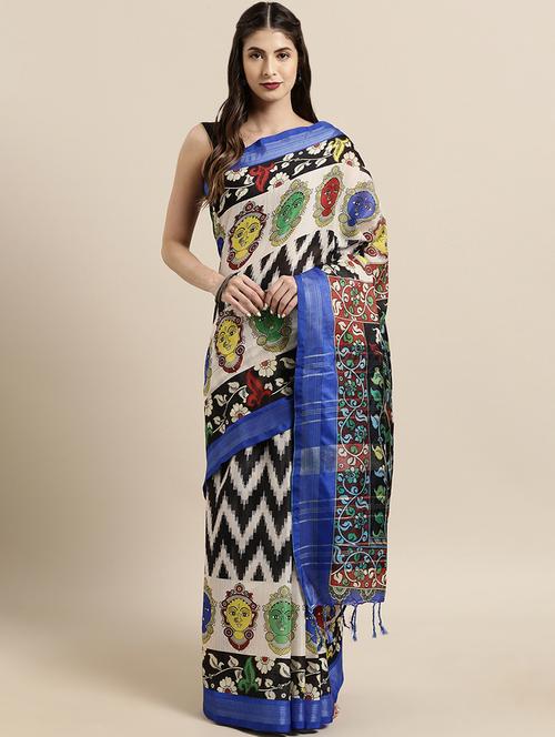 ikat printed saree with blouse - 17290150 -  Standard Image - 0