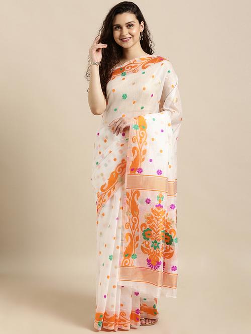 floral jamdani saree with blouse - 17290161 - Standard Image - 0
