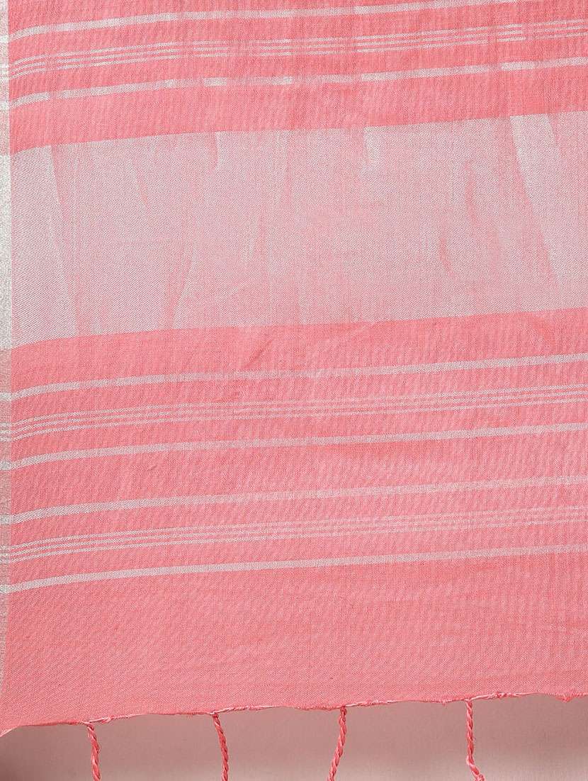 solid bordered saree with blouse - 17290267 -  Standard Image - 3