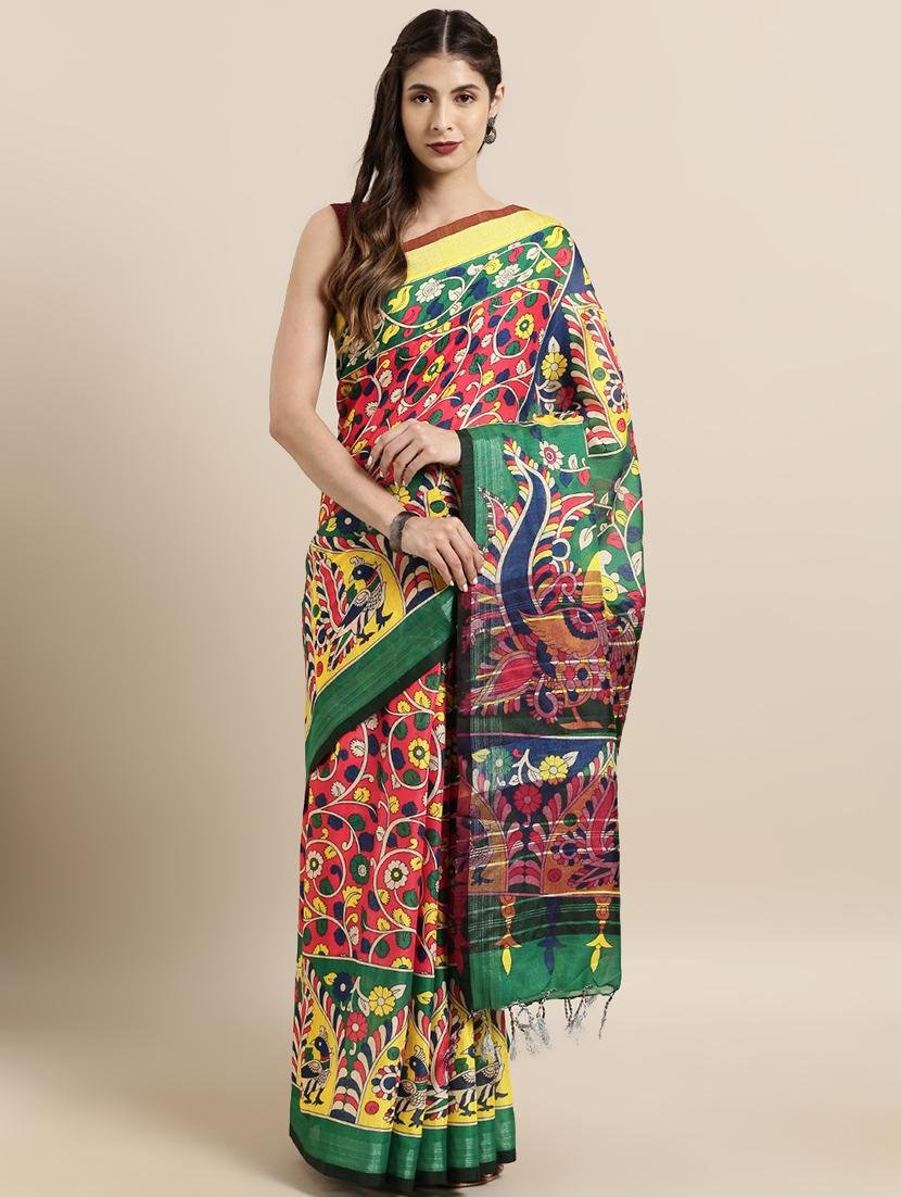 kalamkari printed saree with blouse - 17290274 -  Zoom Image - 0