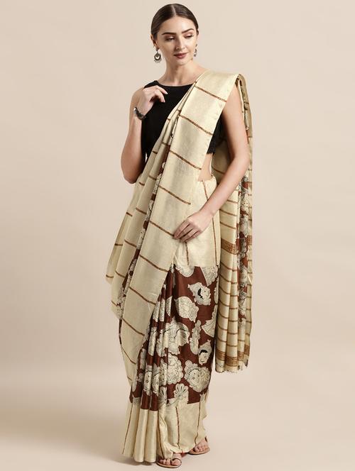 printed bordered saree with blouse - 17290282 -  Standard Image - 0