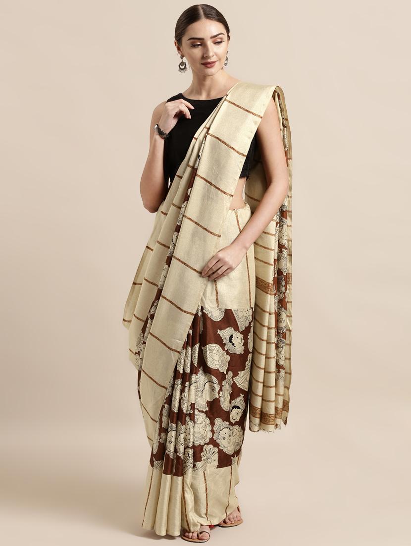 printed bordered saree with blouse - 17290282 -  Zoom Image - 0