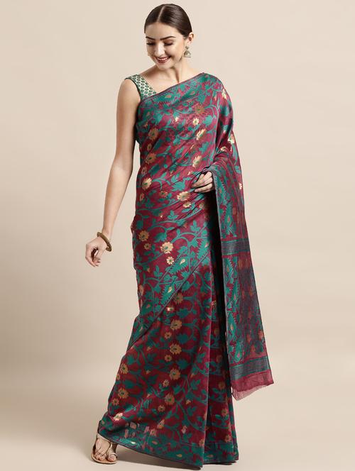 floral jamdani saree with blouse - 17290286 -  Standard Image - 0