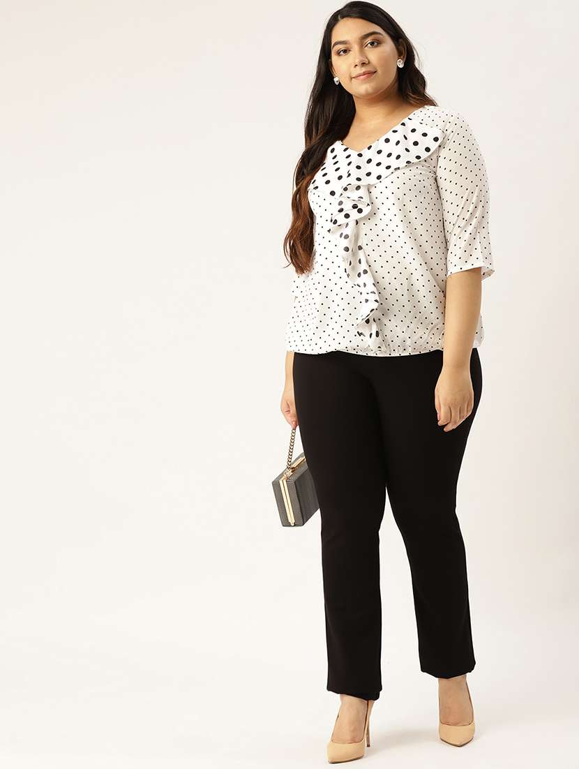 women's ruffle v neck top - 17292085 -  Standard Image - 3