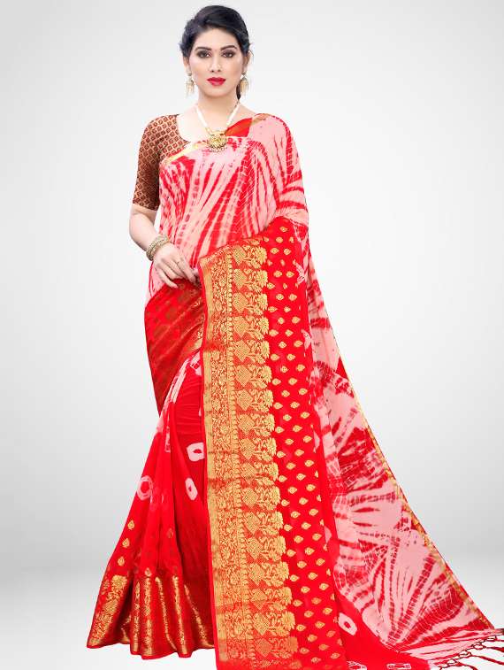 bandhani printed saree with blouse