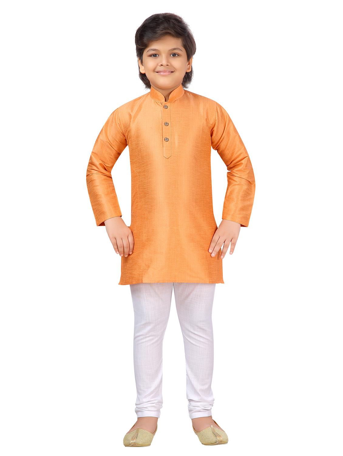 orange kurta fabric cotton silk, pajama sets kurtas & set - 17295594 - Zoom Image - 0