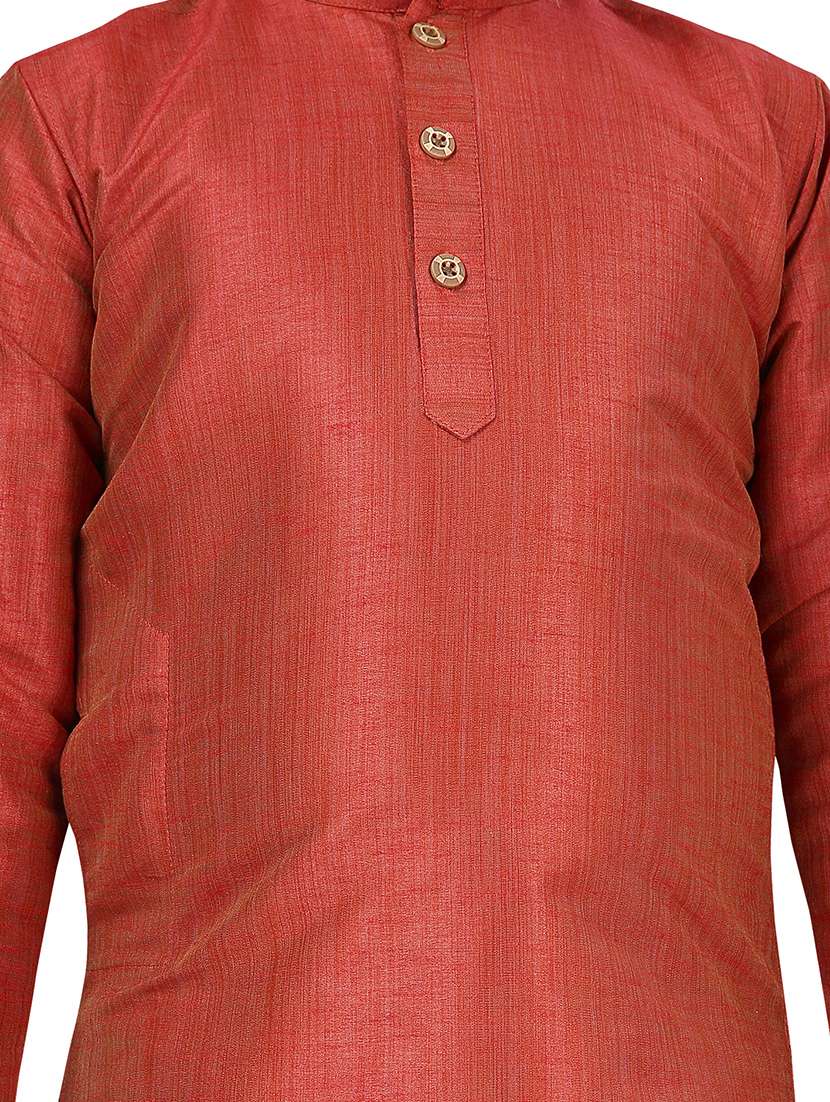 red kurta fabric cotton silk, pajama sets kurtas & set - 17295595 - Standard Image - 3