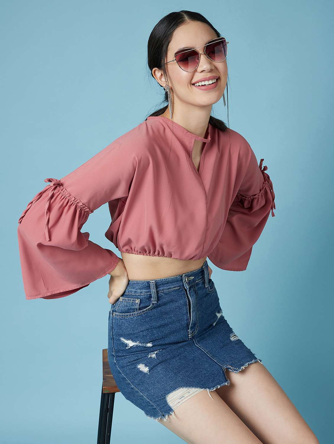 bell sleeves blosuon top - 17295723 - Standard Image - 3