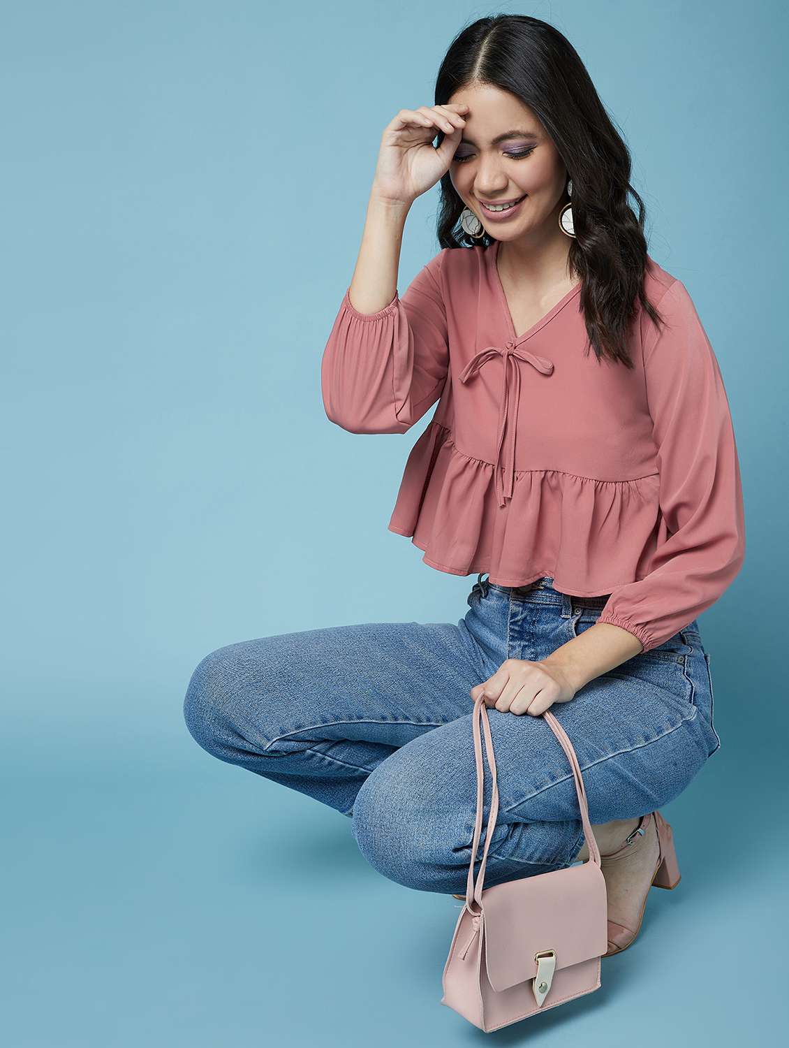 tie knot peplum crop top  - 17295727 -  Standard Image - 3