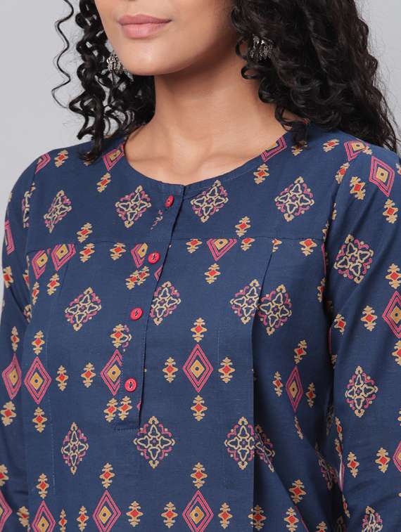 round neck printed tunic - 17296449 - Standard Image - 3
