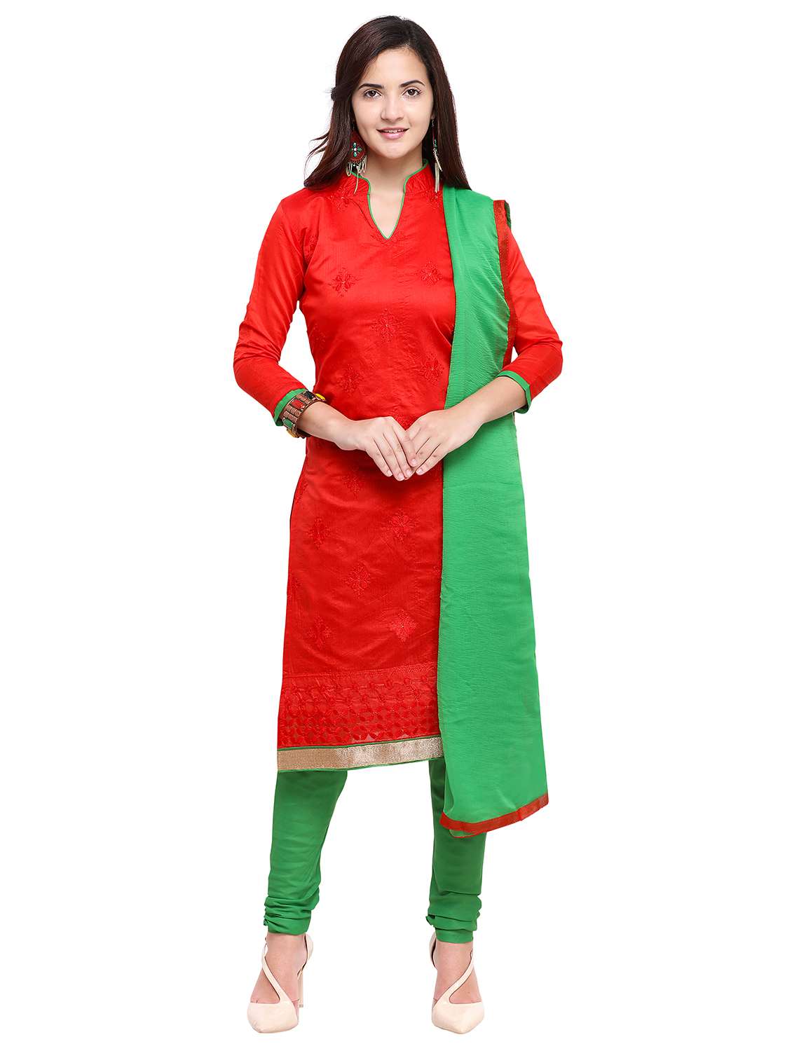 embroidered churidaar unstitched suit