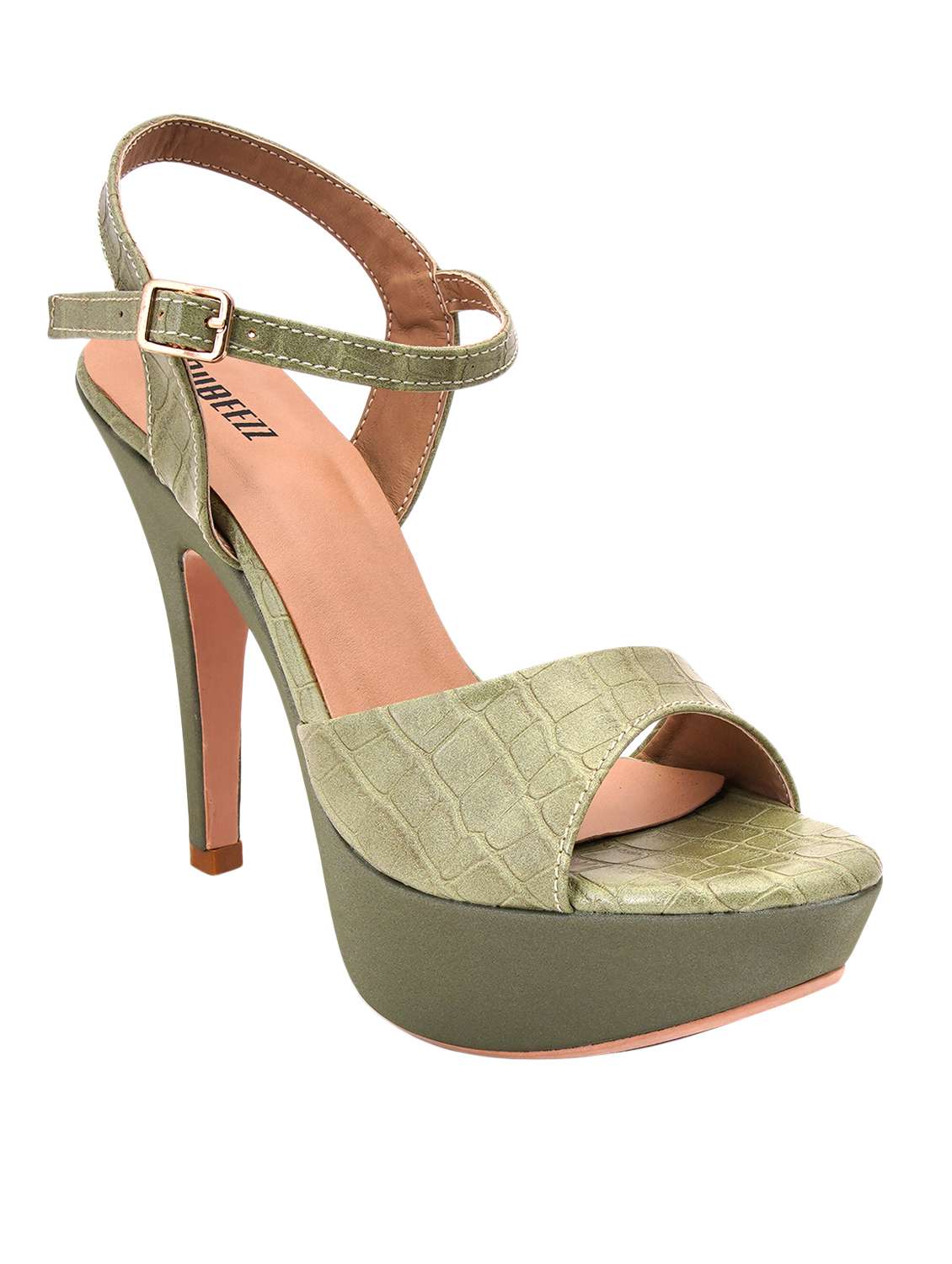 green pu ankle strap sandals - 17298236 -  Zoom Image - 0