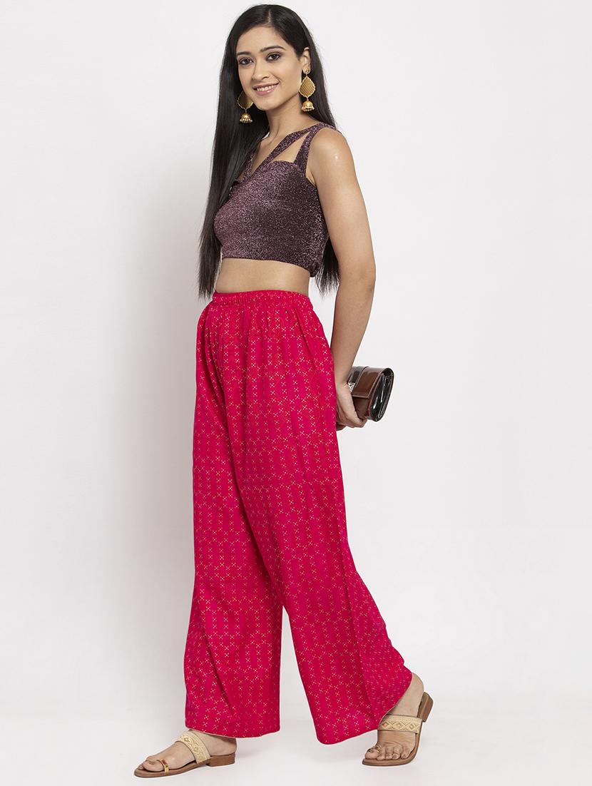 fuchsia flared palazzo - 17298361 - Standard Image - 3