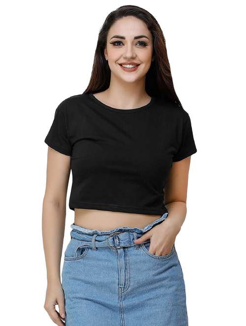 women's plain round neck t-shirt - 17300615 - Standard Image - 0