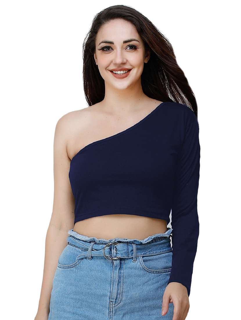 women's crop single shoulder top - 17324069 - Zoom Image - 0