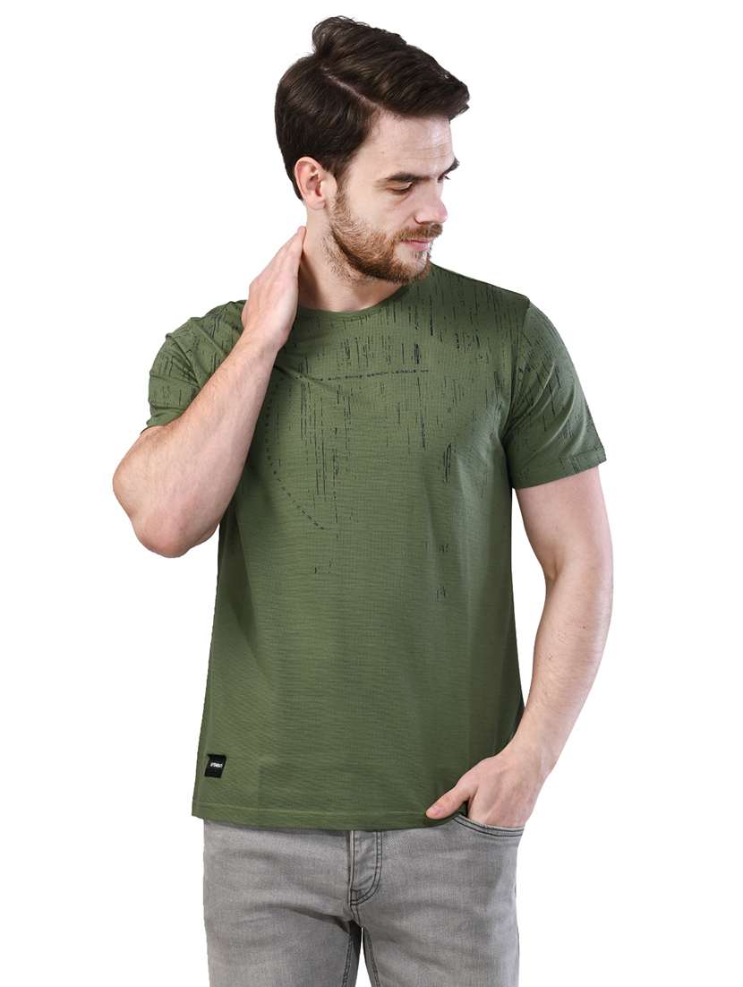 olive green printed t-shirt