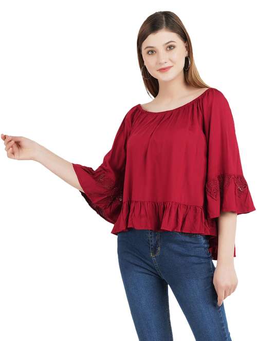 women's ruffle off shoulder top - 17325365 -  Standard Image - 0