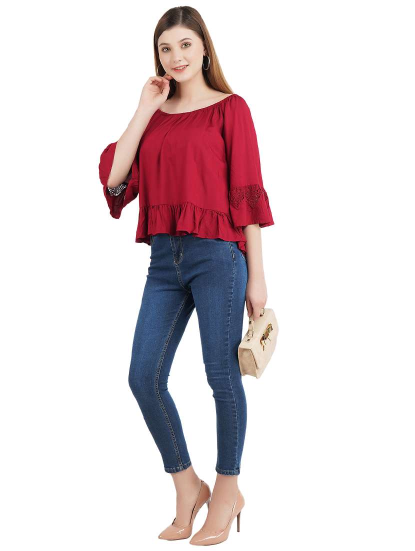 women's ruffle off shoulder top - 17325365 - Standard Image - 3