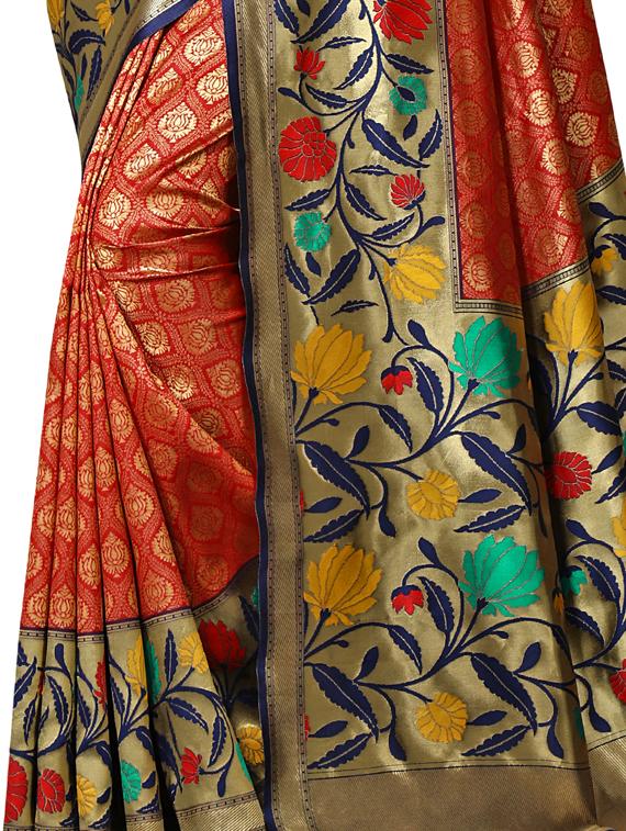jacquard woven saree - 17326795 - Standard Image - 3