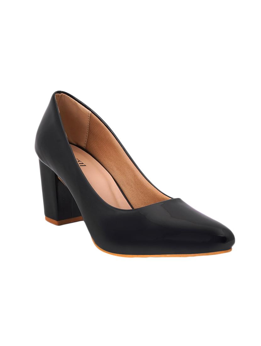 black pu slip on pumps - 17326843 - Zoom Image - 0