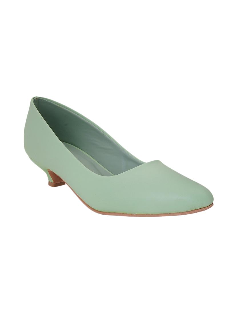 green pu slip on pumps - 17326846 -  Zoom Image - 0