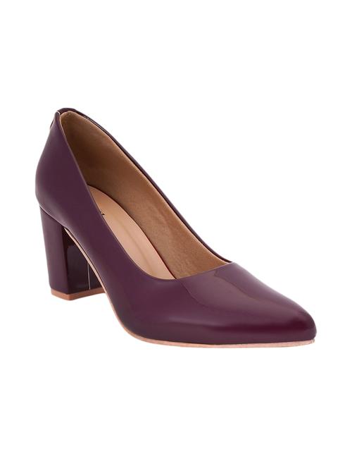 maroon pu slip on pumps - 17326867 - Standard Image - 0