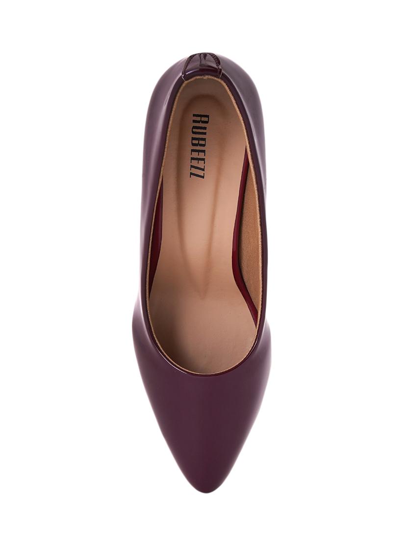 maroon pu slip on pumps - 17326867 - Standard Image - 3