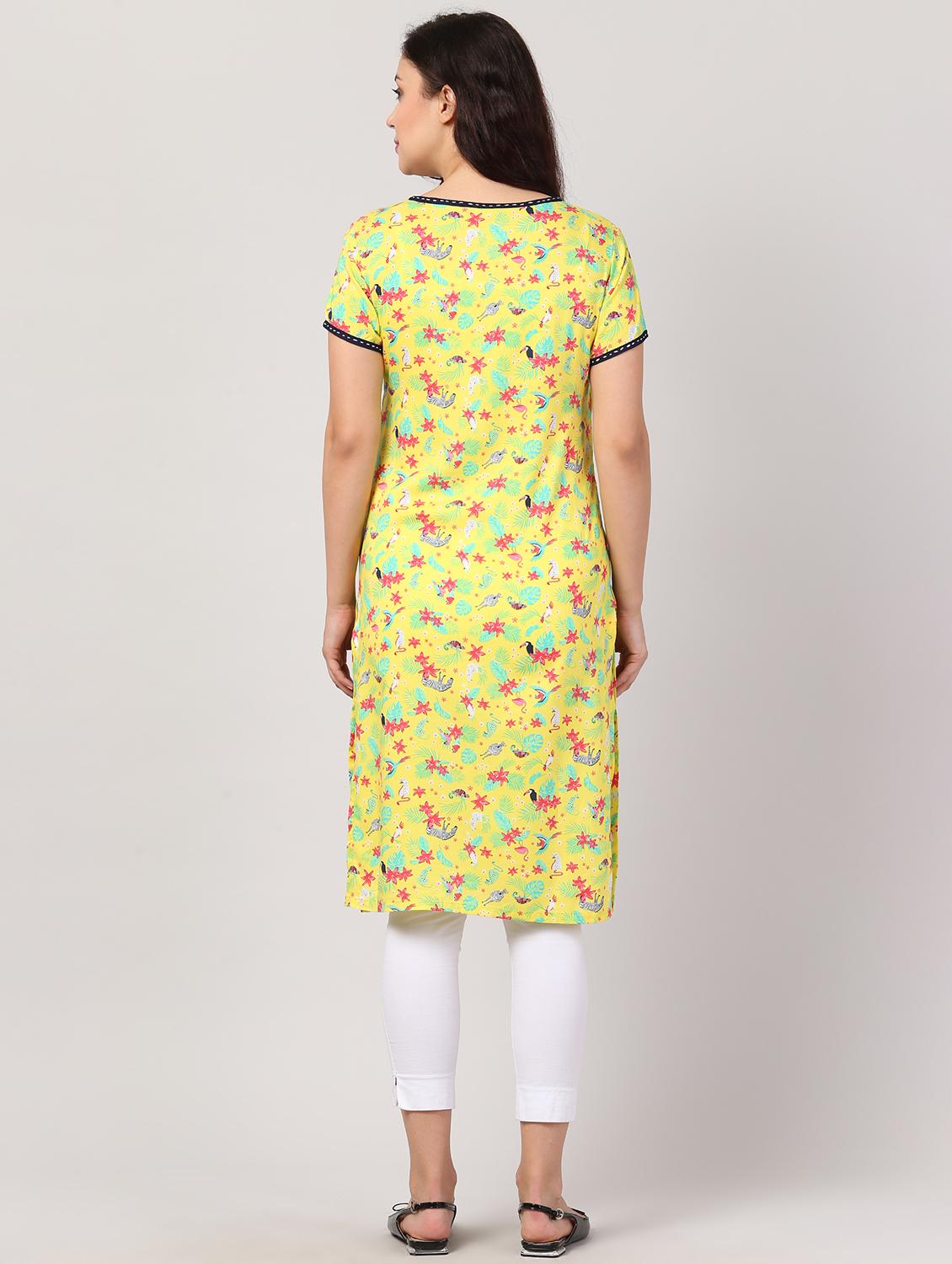 floral straight kurta - 17327289 - Standard Image - 3