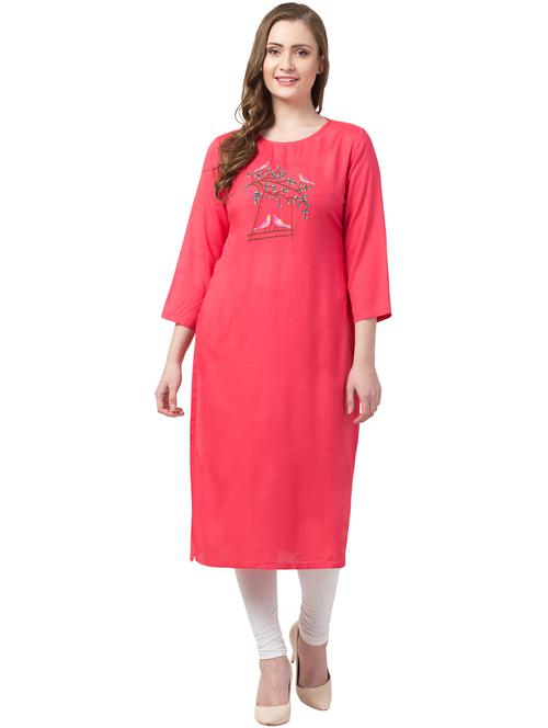 embroidered straight kurta - 17327294 -  Standard Image - 0