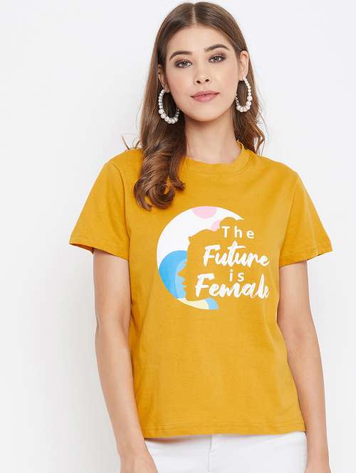 women's chest print crew neck t-shirt - 17327350 -  Standard Image - 0