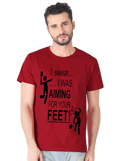 maroon front print t-shirt - 17327477 - Standard Image - 0