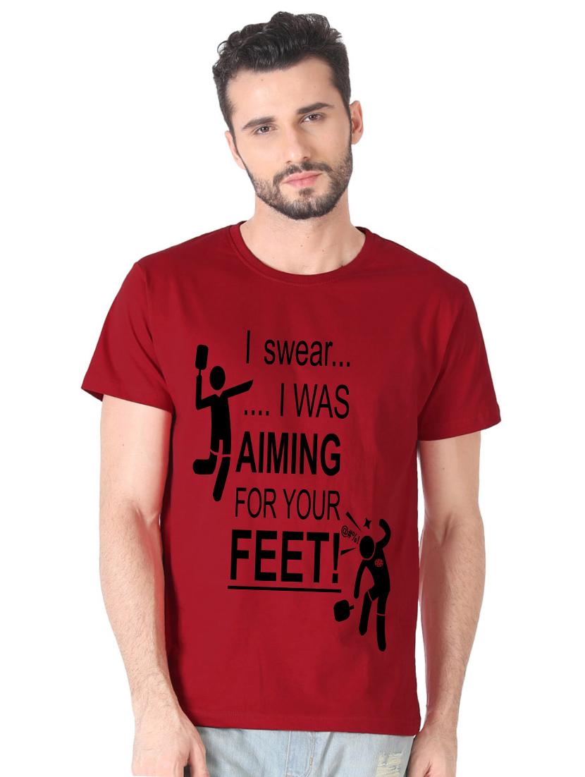 maroon front print t-shirt - 17327477 -  Zoom Image - 0