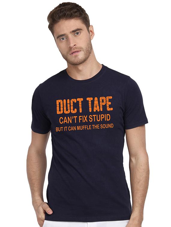navy blue chest print t-shirt - 17327489 - Zoom Image - 0