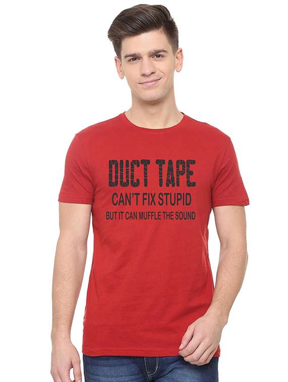 red chest print t-shirt