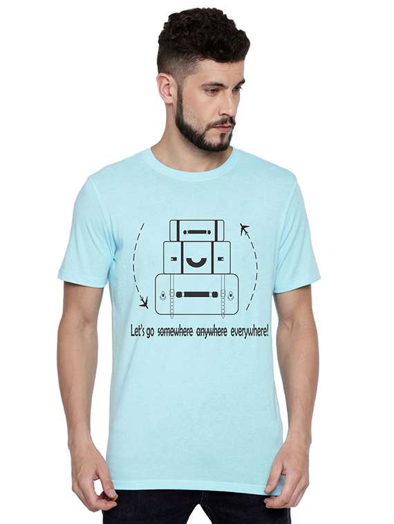 light blue front print t-shirt - 17327492 - Zoom Image - 0
