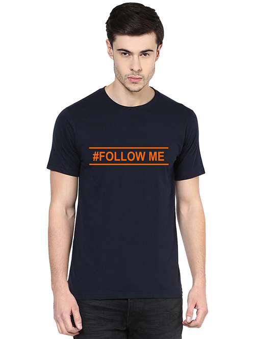 navy blue chest print t-shirt - 17327495 - Standard Image - 0