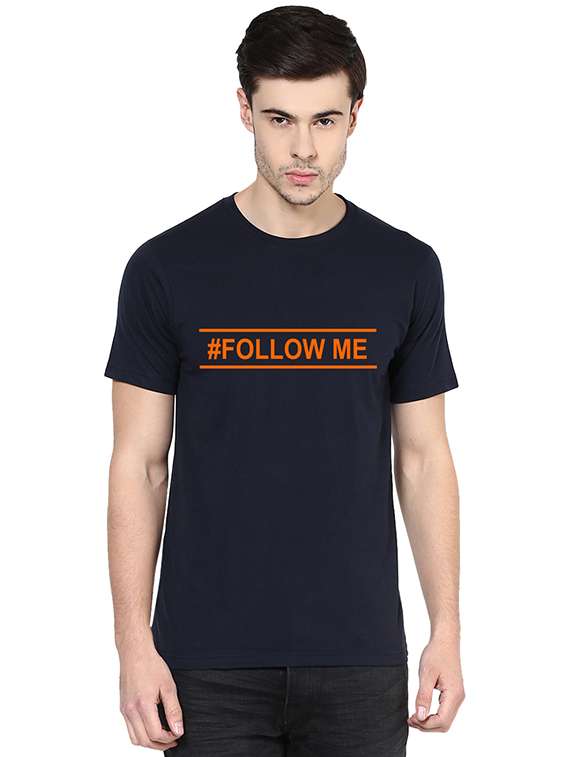 navy blue chest print t-shirt - 17327495 - Zoom Image - 0