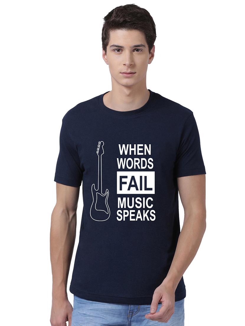 navy blue front print t-shirt - 17327521 - Zoom Image - 0