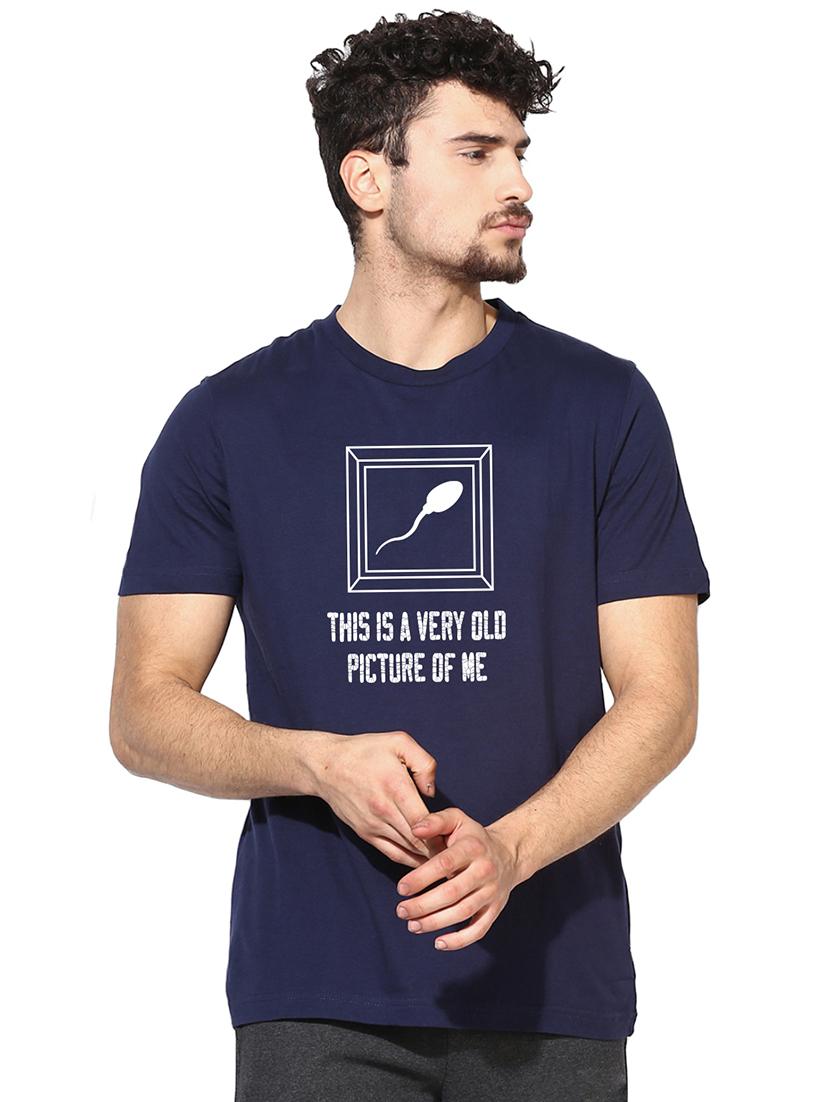 navy blue front print t-shirt - 17327531 - Zoom Image - 0