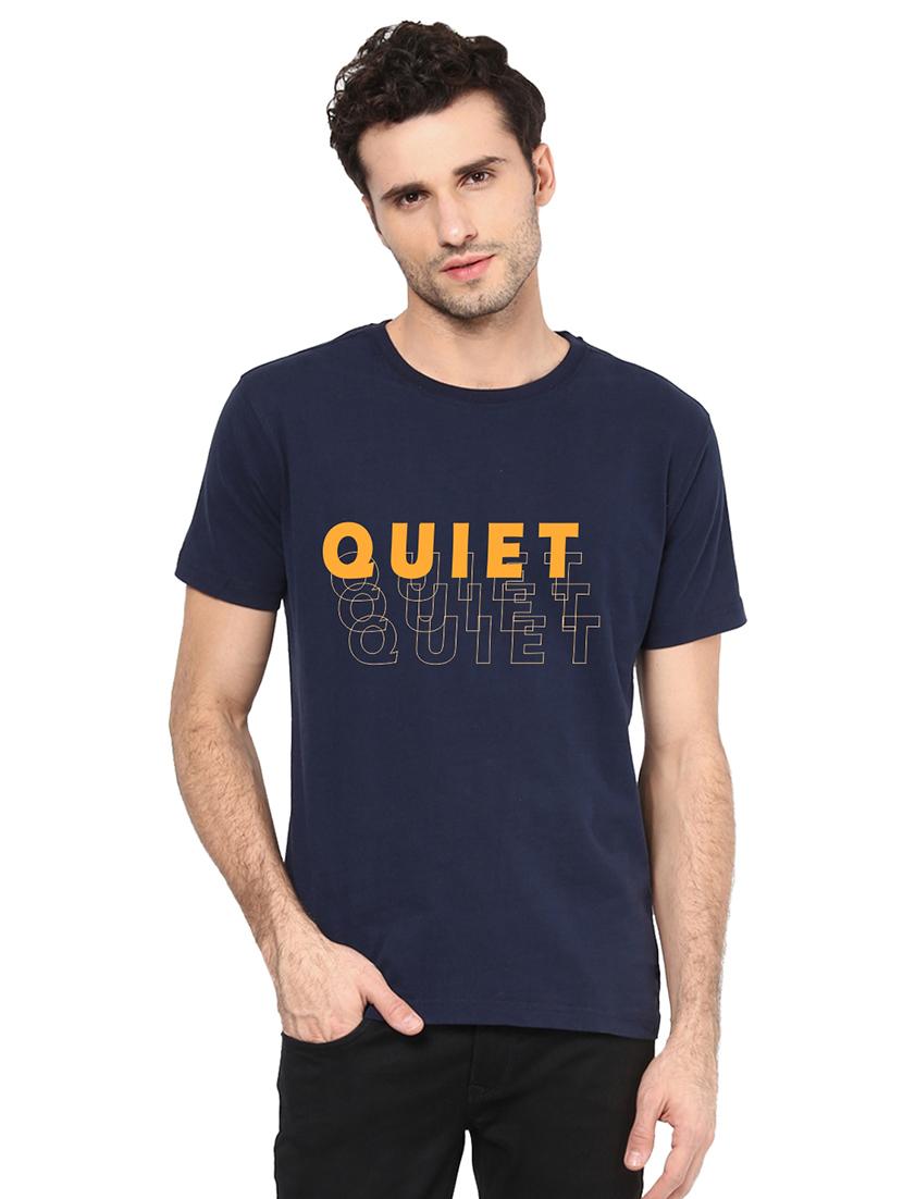 navy blue chest print t-shirt - 17327537 -  Zoom Image - 0