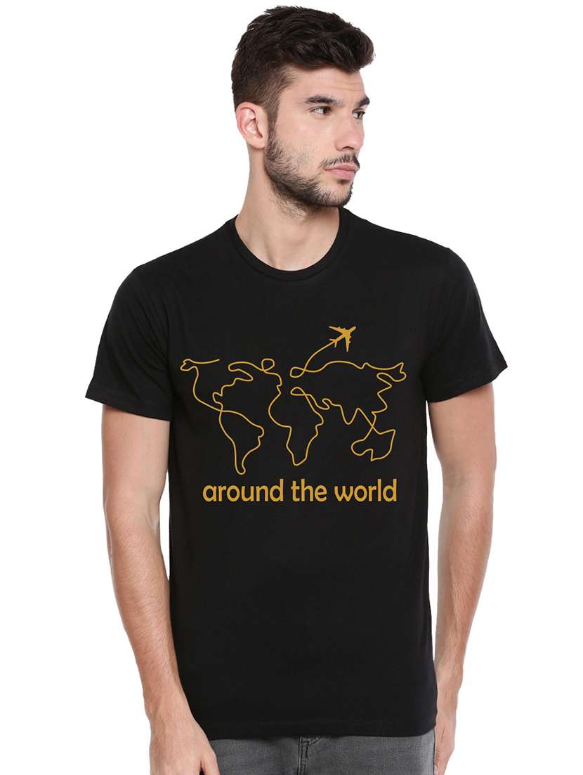 black chest print t-shirt - 17327555 - Zoom Image - 0