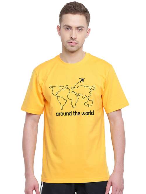yellow chest print t-shirt - 17327558 - Standard Image - 0