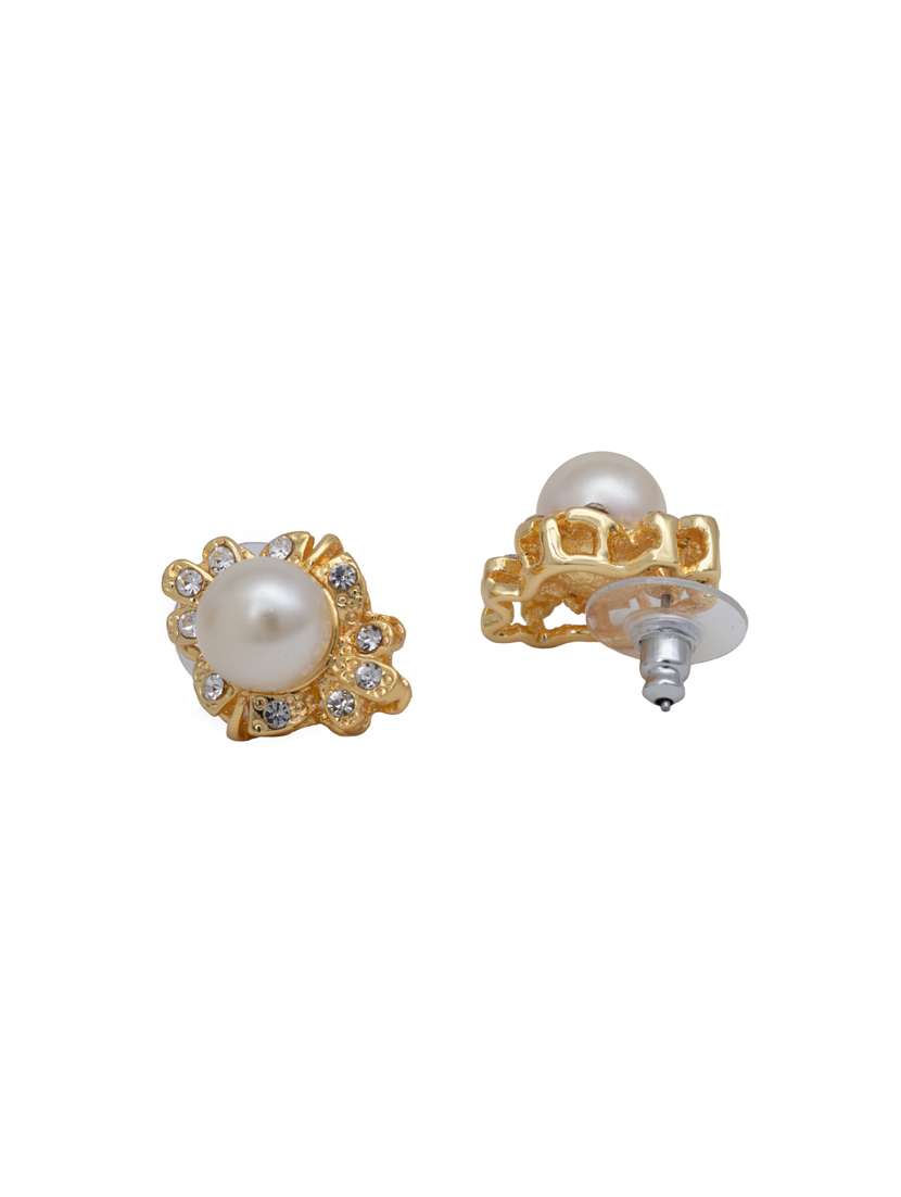 gold metal studs earring - 17327588 - Standard Image - 3