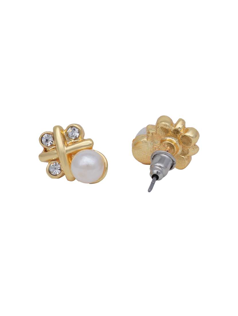 white metal studs earring - 17327592 - Standard Image - 3