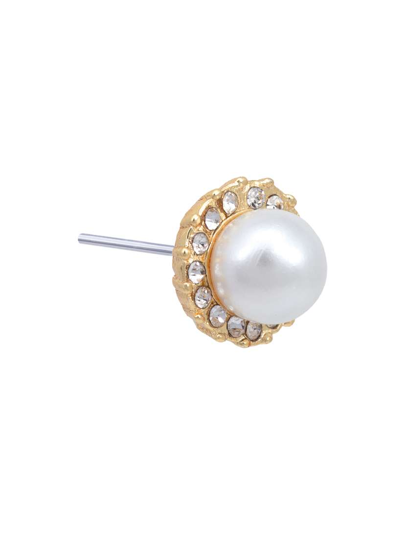 white metal studs earring - 17327594 -  Standard Image - 3