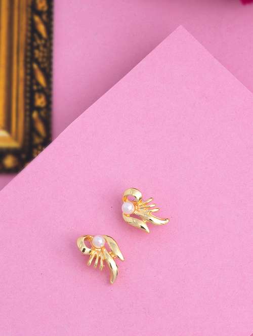 white metal studs earring - 17327601 - Standard Image - 0